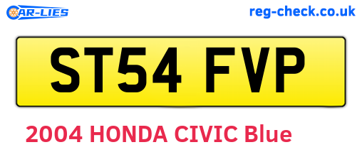 ST54FVP are the vehicle registration plates.