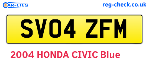 SV04ZFM are the vehicle registration plates.