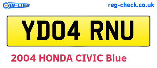 YD04RNU are the vehicle registration plates.