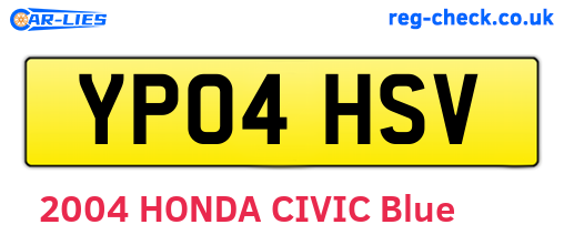 YP04HSV are the vehicle registration plates.