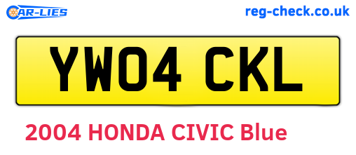 YW04CKL are the vehicle registration plates.