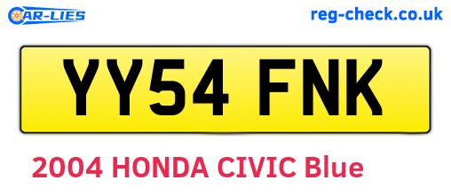 YY54FNK are the vehicle registration plates.