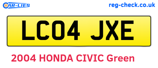 LC04JXE are the vehicle registration plates.