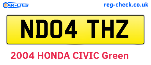 ND04THZ are the vehicle registration plates.