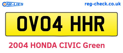 OV04HHR are the vehicle registration plates.