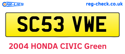 SC53VWE are the vehicle registration plates.