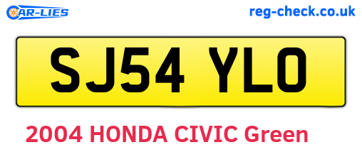 SJ54YLO are the vehicle registration plates.
