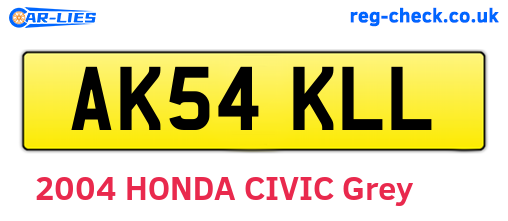 AK54KLL are the vehicle registration plates.