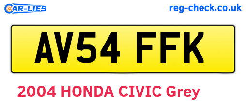 AV54FFK are the vehicle registration plates.