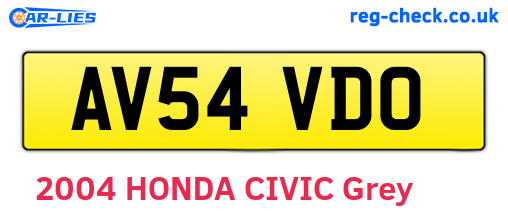 AV54VDO are the vehicle registration plates.