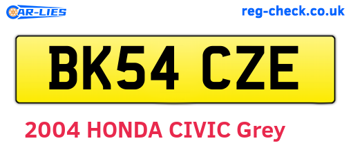 BK54CZE are the vehicle registration plates.