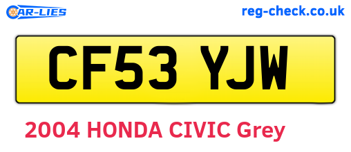 CF53YJW are the vehicle registration plates.