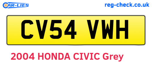 CV54VWH are the vehicle registration plates.