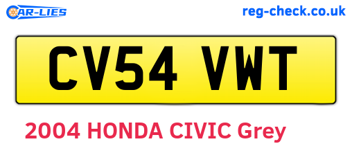 CV54VWT are the vehicle registration plates.
