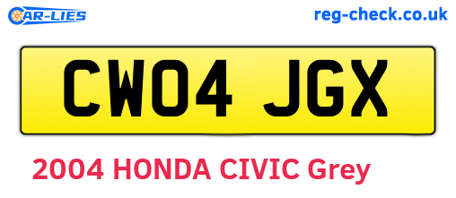 CW04JGX are the vehicle registration plates.