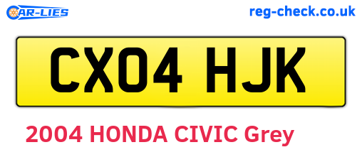 CX04HJK are the vehicle registration plates.