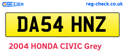 DA54HNZ are the vehicle registration plates.