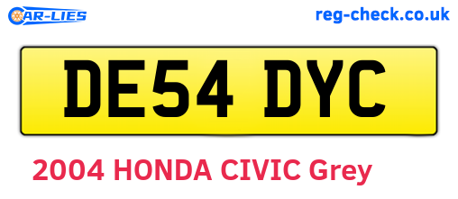 DE54DYC are the vehicle registration plates.