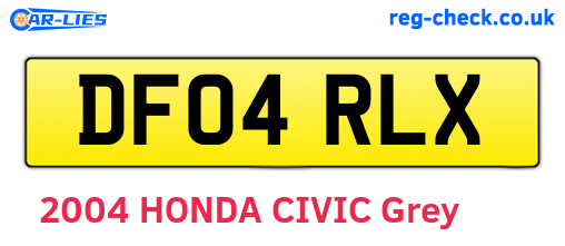 DF04RLX are the vehicle registration plates.