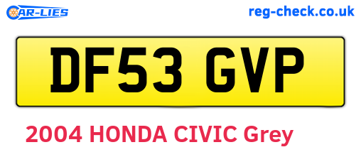 DF53GVP are the vehicle registration plates.