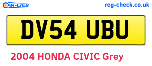 DV54UBU are the vehicle registration plates.