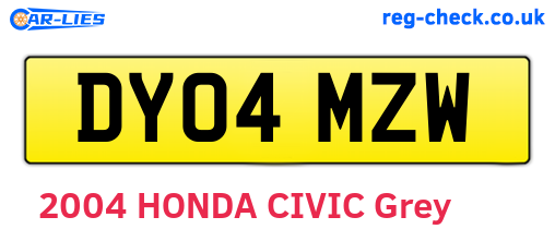 DY04MZW are the vehicle registration plates.