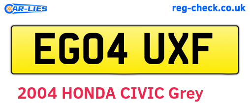 EG04UXF are the vehicle registration plates.