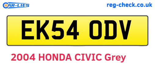EK54ODV are the vehicle registration plates.