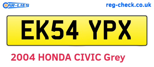EK54YPX are the vehicle registration plates.