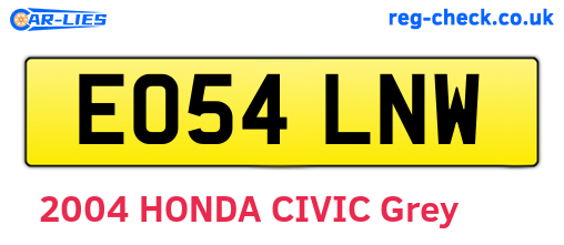 EO54LNW are the vehicle registration plates.