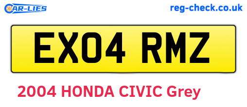 EX04RMZ are the vehicle registration plates.
