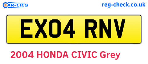 EX04RNV are the vehicle registration plates.