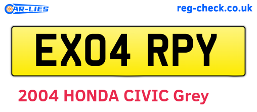 EX04RPY are the vehicle registration plates.