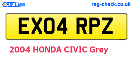 EX04RPZ are the vehicle registration plates.