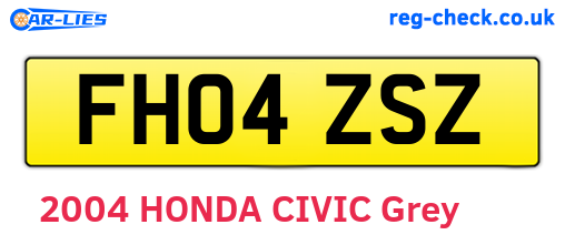 FH04ZSZ are the vehicle registration plates.