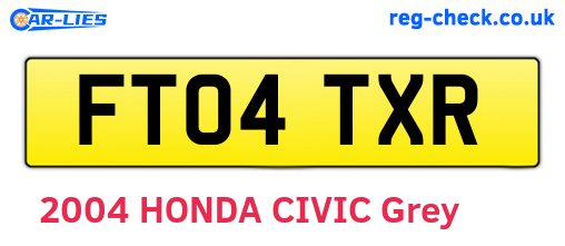 FT04TXR are the vehicle registration plates.