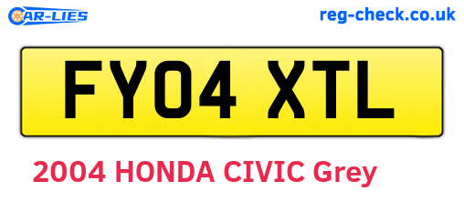 FY04XTL are the vehicle registration plates.