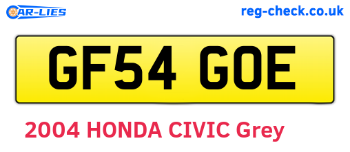GF54GOE are the vehicle registration plates.