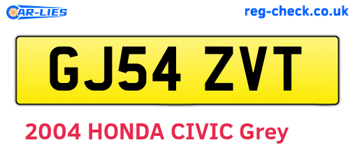 GJ54ZVT are the vehicle registration plates.