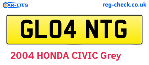 GL04NTG are the vehicle registration plates.