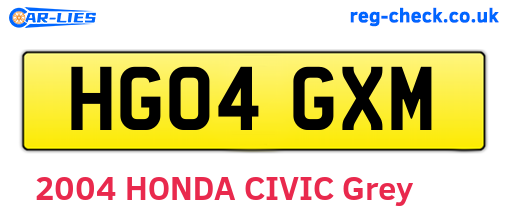 HG04GXM are the vehicle registration plates.