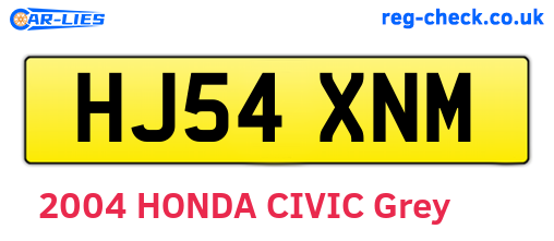 HJ54XNM are the vehicle registration plates.