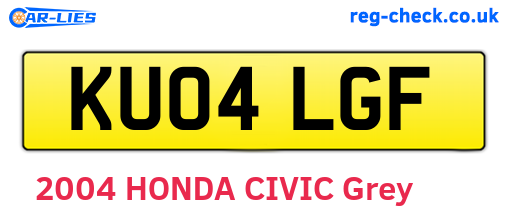 KU04LGF are the vehicle registration plates.