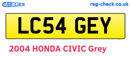 LC54GEY are the vehicle registration plates.