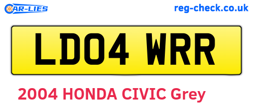 LD04WRR are the vehicle registration plates.
