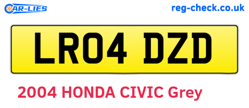 LR04DZD are the vehicle registration plates.