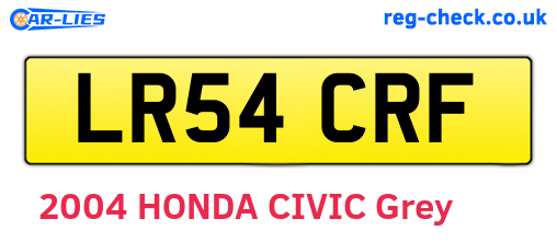 LR54CRF are the vehicle registration plates.