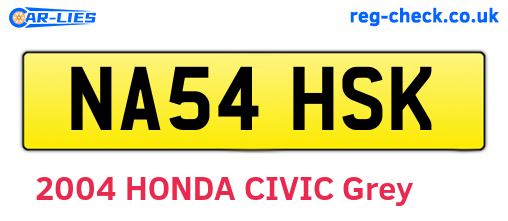 NA54HSK are the vehicle registration plates.