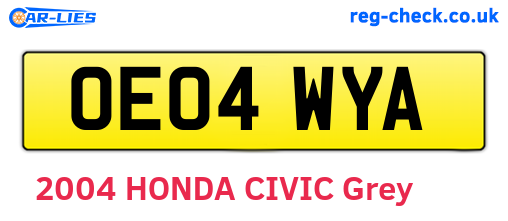 OE04WYA are the vehicle registration plates.