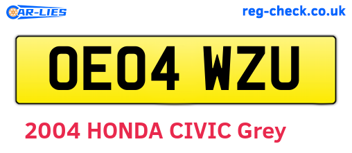 OE04WZU are the vehicle registration plates.